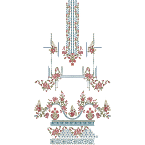 Elegant Floral Front Dress Embroidery Design