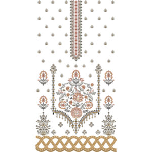Elegant Floral Ornamental Front Dress Embroidery Design