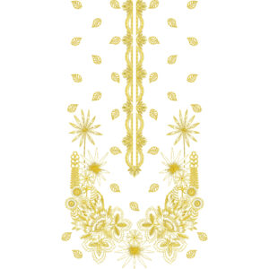 Elegant Golden Floral Front Dress Embroidery Design