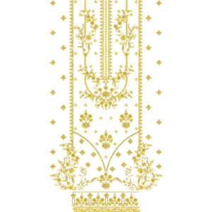 Elegant Golden Floral Front Dress Embroidery Design