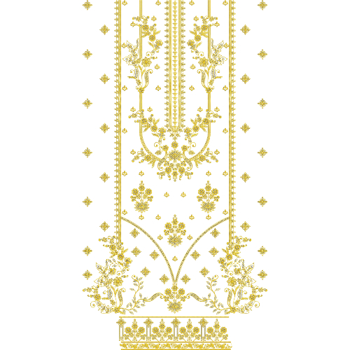 Elegant Golden Floral Front Dress Embroidery Design