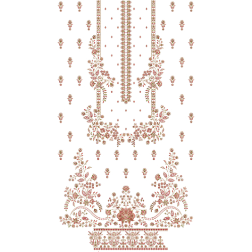 Elegant Floral Front Dress Embroidery Design