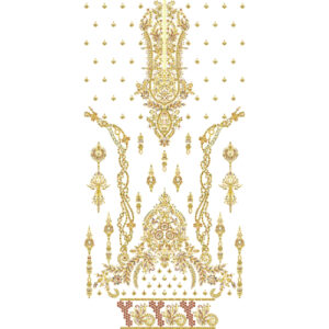 Elegant Golden Ornamental Front Dress Embroidery Design