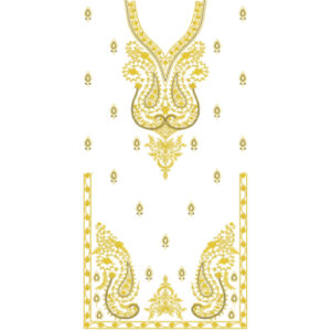 Elegant Golden Paisley Front Dress Embroidery Design