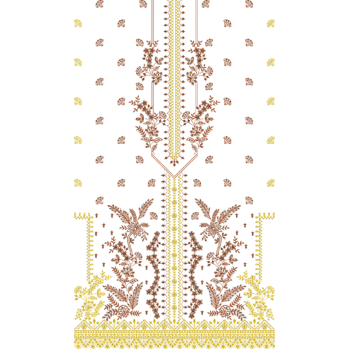 Elegant Floral Geometric Front Dress Embroidery Design