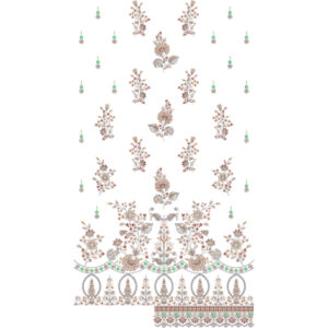 Elegant Floral Buti Front Dress Embroidery Design