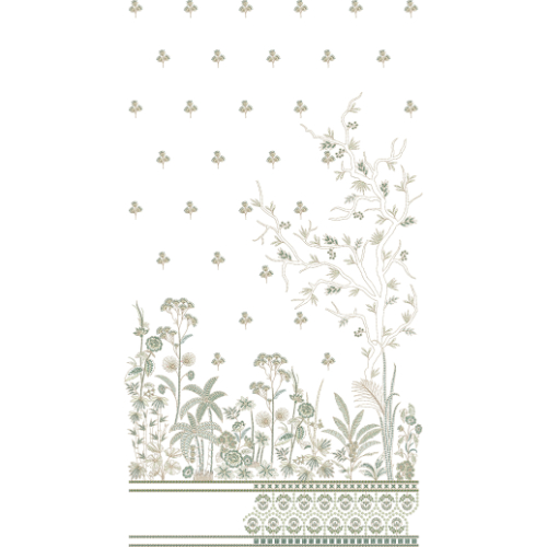 Elegant Botanical Floral Front Dress Embroidery Design