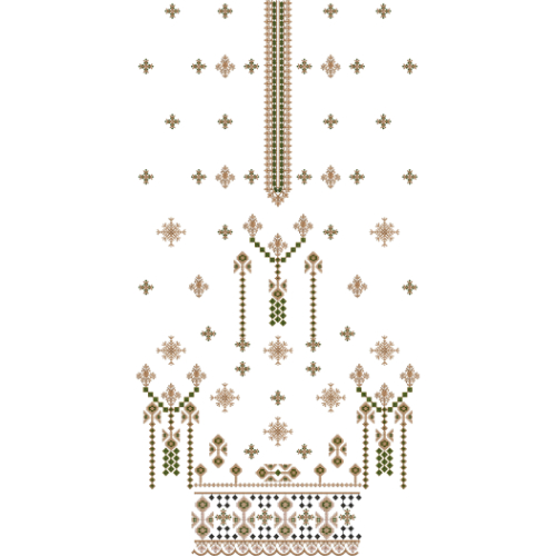 Elegant Geometric Floral Front Dress Embroidery Design