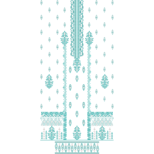 Elegant Turquoise Geometric Front Dress Embroidery Design