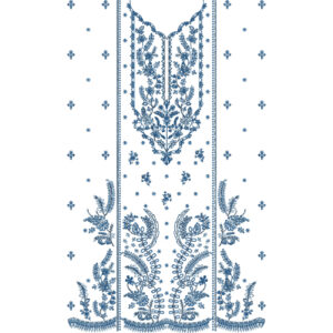Elegant Blue Floral Front Dress Embroidery Design