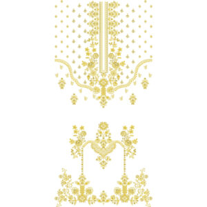 Elegant Golden Floral Front Dress Embroidery Design