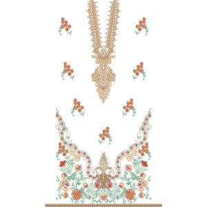 Elegant Floral Ornamental Front Dress Embroidery Design