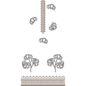 Elegant Floral Rose Front Dress Embroidery Design