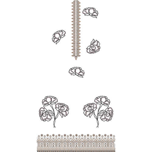 Elegant Floral Rose Front Dress Embroidery Design