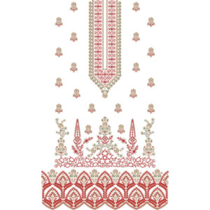 Elegant Floral Geometric Front Dress Embroidery Design