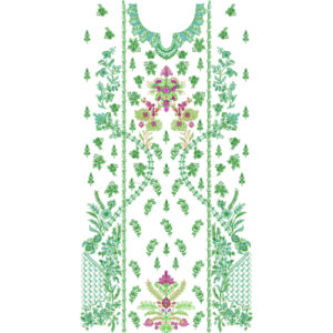 Elegant Green Floral Front Dress Embroidery Design