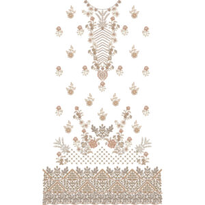 Elegant Floral Geometric Front Dress Embroidery Design
