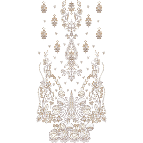 Elegant Ornamental Paisley Front Dress Embroidery Design