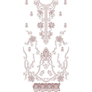 Elegant Floral Ornamental Front Dress Embroidery Design