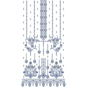 Elegant Blue Ornamental Front Dress Embroidery Design