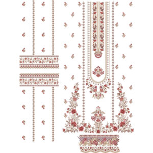 Elegant Floral Front Dress Embroidery Design