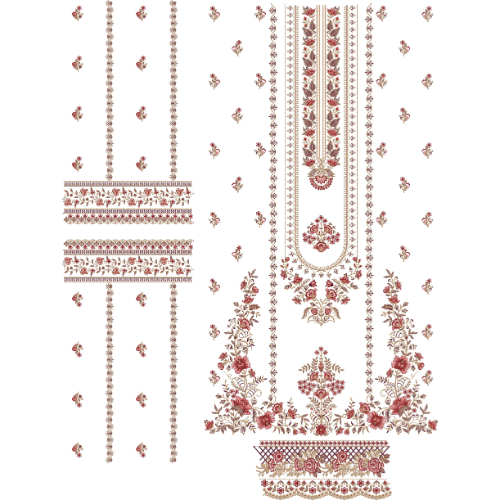 Elegant Floral Front Dress Embroidery Design