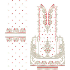 Elegant Red and Silver Ornamental Front Dress Embroidery Design