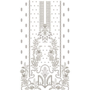 Elegant Silver Floral Ornamental Front Dress Embroidery Design