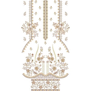 Elegant Golden Floral Front Dress Embroidery Design