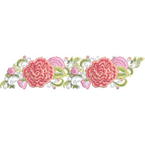 Elegant Blooming Floral Scroll Decorative Border Lace Embroidery Design