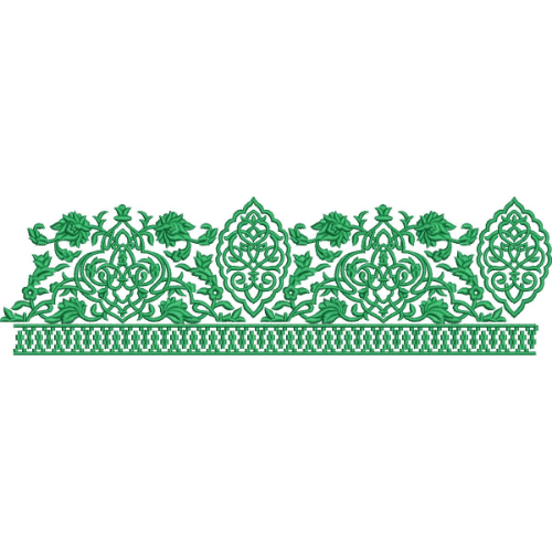 Elegant Ornamental Floral Arabesque Decorative Border Lace Embroidery Design