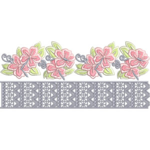 Elegant Floral Geometric Decorative Border Lace Embroidery Design