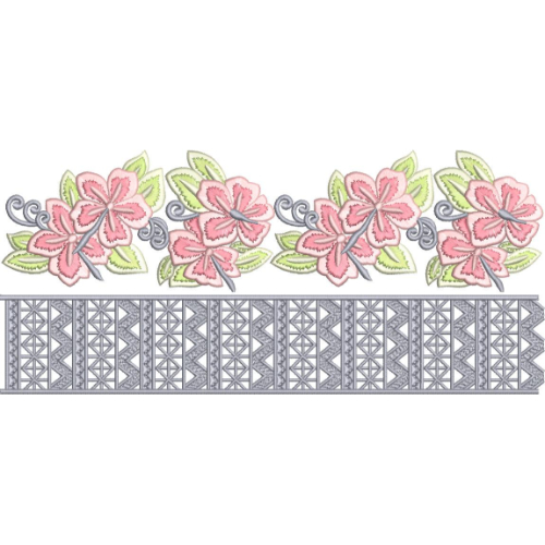 Elegant Floral Geometric Decorative Border Lace Embroidery Design