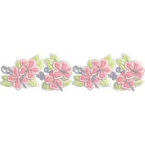 Elegant Cherry Blossom Floral Decorative Border Lace Embroidery Design