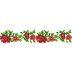 Elegant Red Rose Floral Vine Decorative Border Lace Embroidery Design