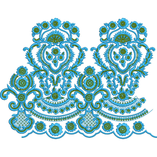 Elegant Royal Paisley Floral Decorative Border Lace Embroidery Design