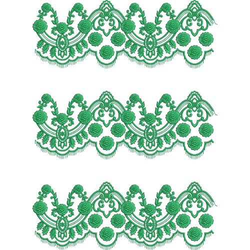 Elegant Rose Scroll Scalloped Decorative Border Lace Embroidery Design Collection