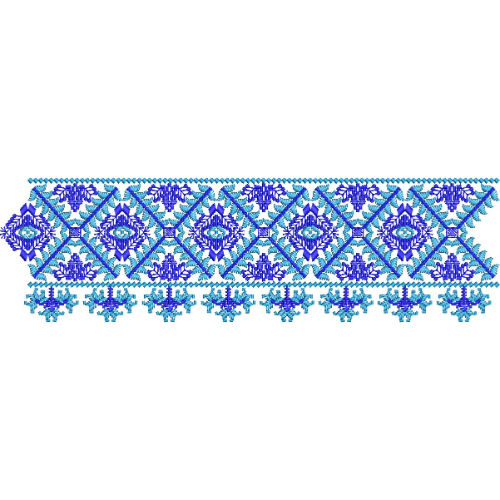 Elegant Geometric Floral Diamond Decorative Border Lace Embroidery Design
