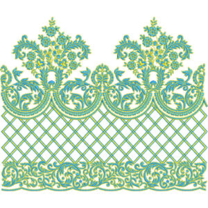 Elegant Floral Diamond Lattice Scalloped Decorative Lace Embroidery Design