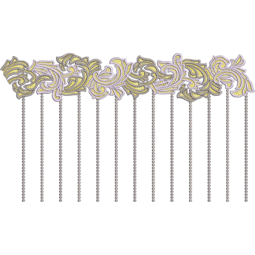 Elegant Ornamental Scroll Fringe Decorative Border Lace Embroidery Design