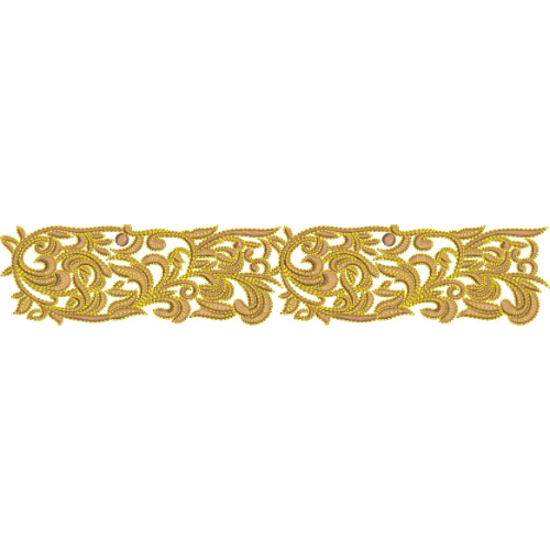 Elegant Paisley Floral Scroll Decorative Border Lace Embroidery Design