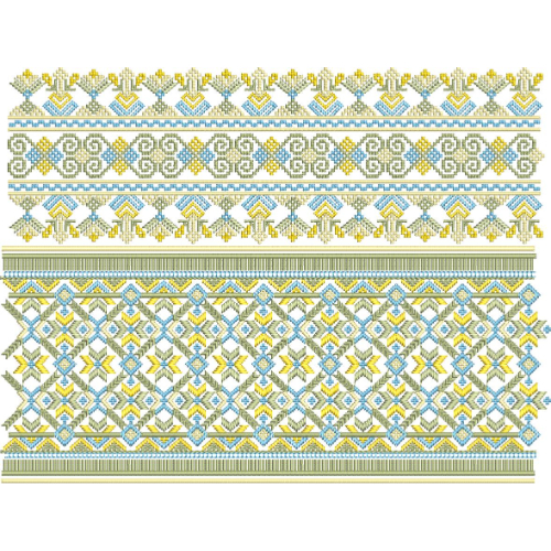 Elegant Geometric Cross Stitch Decorative Border Lace Embroidery Design Collection