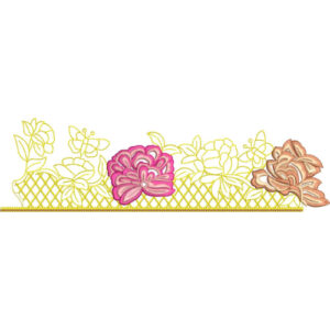 Elegant Floral Rose Diamond Lattice Decorative Border Lace Embroidery Design