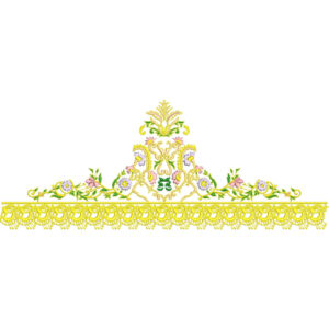 Elegant Royal Floral Scalloped Decorative Border Lace Embroidery Design