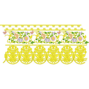 Elegant Floral Leaf Scalloped Decorative Border Lace Embroidery Design Collection
