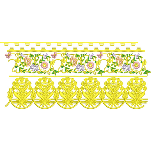 Elegant Floral Leaf Scalloped Decorative Border Lace Embroidery Design Collection