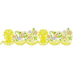 Elegant Floral Scalloped Leaf Decorative Border Lace Embroidery Design