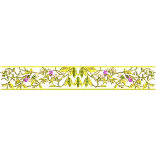 Elegant Botanical Leaf Vine Decorative Border Lace Embroidery Design