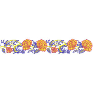 Elegant Rose Floral Vine Decorative Border Lace Embroidery Design