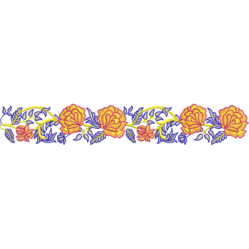 Elegant Rose Floral Vine Decorative Border Lace Embroidery Design